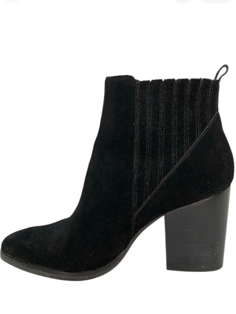 Marc Fisher Booties Black Suede Ankle Boots Pointed Toe Heeled Size 8.5
